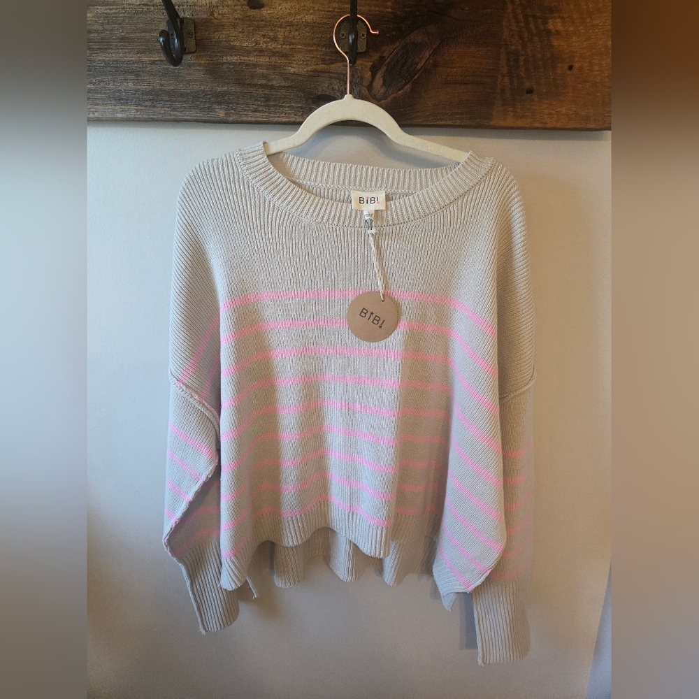 NWT Bibi Striped Crew Neck Sweater